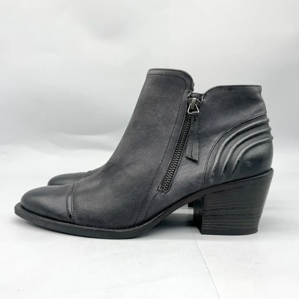 Paul Green Womens UK 7.5/ 10 Diandra Boots Black Leather Cap Toe Heel Booties